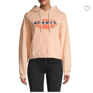 Re/Done Girl Hoodie Women's Small Peach
Graphic Print Cropped Sweatshirt NWOT